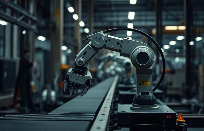 Roboterarm auf automatisierter Fertigungslinie